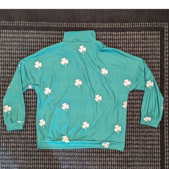 Lucky Clover 1/4 Zip Pullover for St Patrick's Day Outfit Size XL women's - Picture 2 of 4